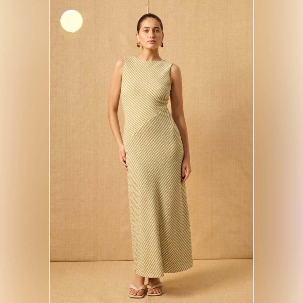NWT Mon Renn ripple dress in sage stripe - S